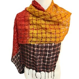 Textured Artisan Scarf  Lightweight Multicolor Wrap Inspired by Burano Lace 🇮🇹
